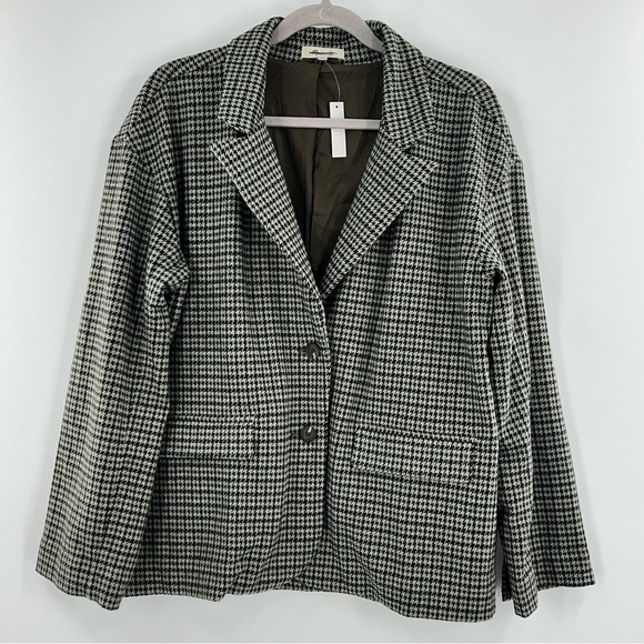 Madewell NWT Oversized Knit Blazer in Houndstooth True Black size Medium - Picture 3 of 10